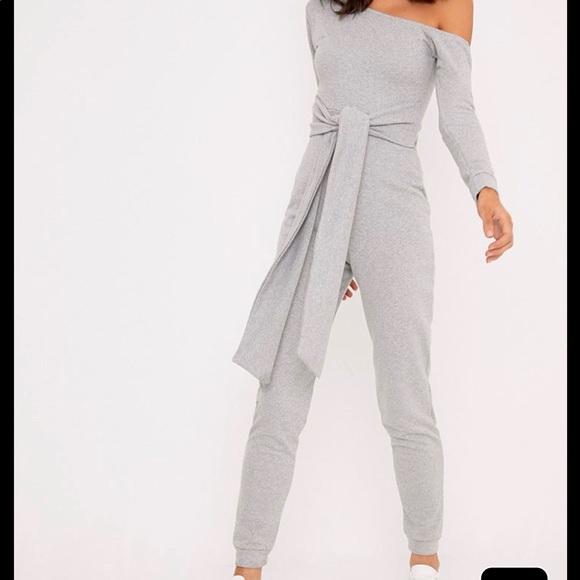 pretty little thing grey jumpsuit
